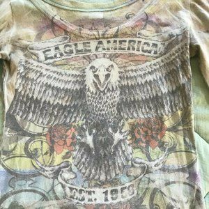 Women Eagle Graphic 3/4 Short Sleeve Short Medium- New